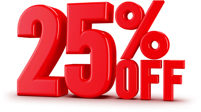 25 Percent Off 3D Number Discount