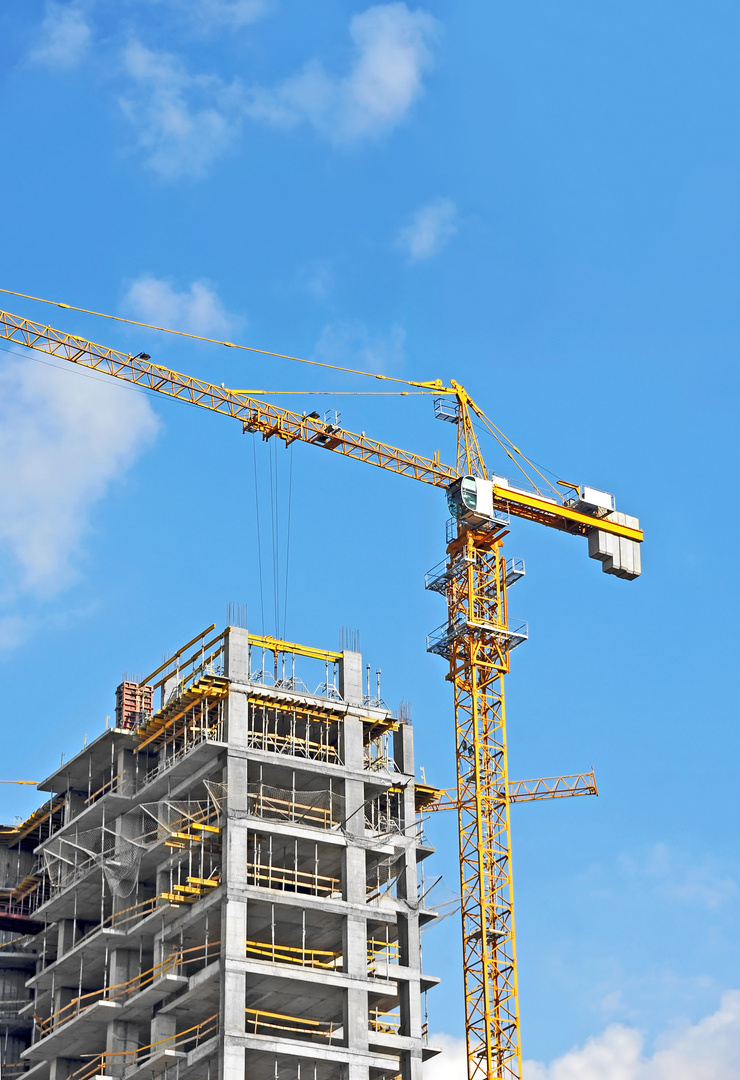 Crane and construction site